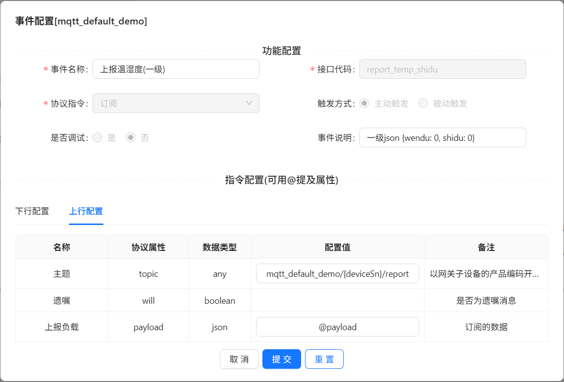 事件模型配置